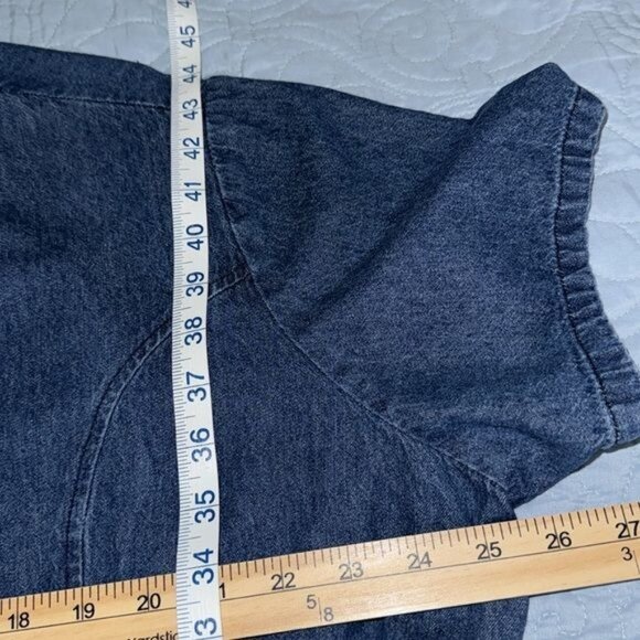 The Vermont Country Store Denim Button-Front Dress 2X 100% Cotton Short Sleeve - Picture 7 of 8